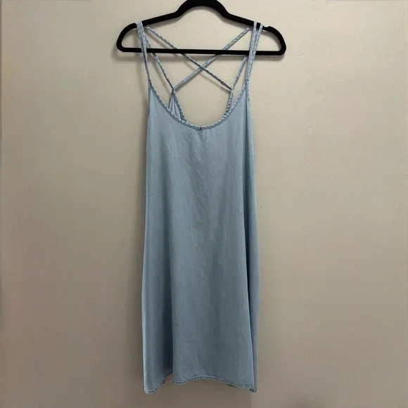 Twik Simons Light Denim Tank Dress Size L Racerback A-Line Knee Length - Picture 8 of 11
